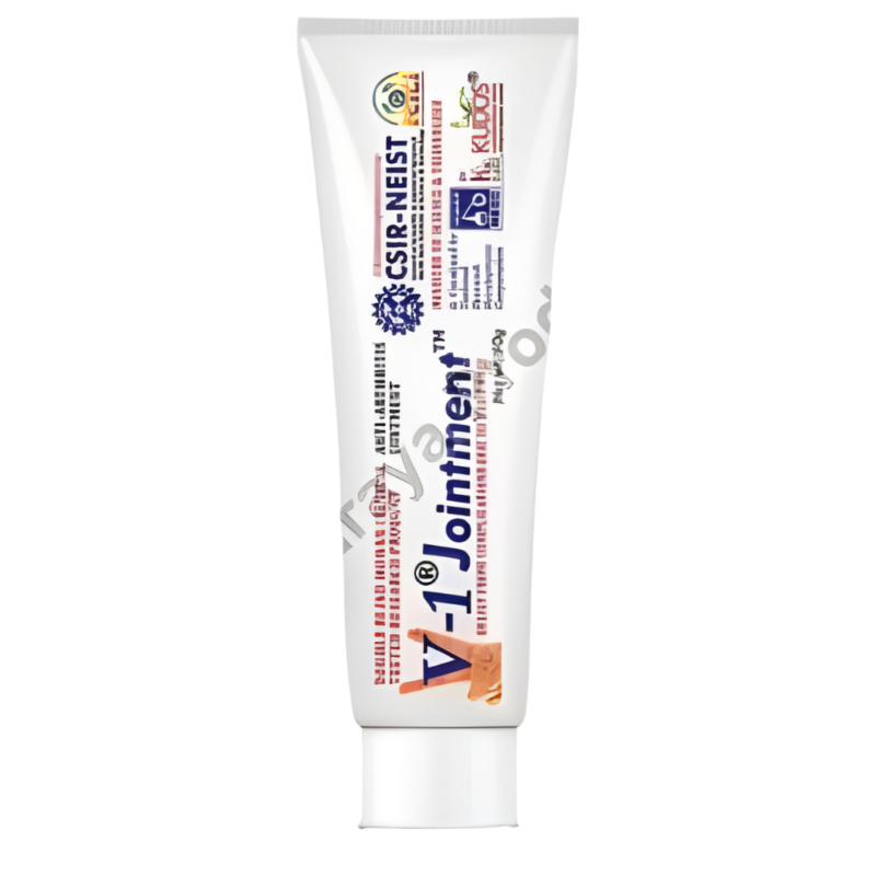 Kudos V 1 Plus Jointment Cream, standing upright from base to bottom and is a safe alternative to traditional pain treatment approaches due to its ease of use and lack of side effects.