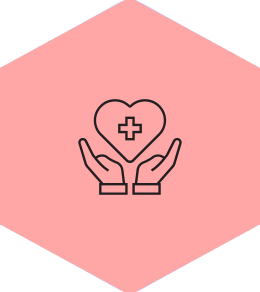 an illustration emphasizing the value of herbal care on a pink backdrop with hands covering a human heart