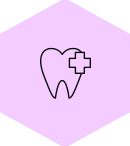 An illustration of dental enamel outlined with dark hue that emphasizes its protection is displayed on a pink backdrop.